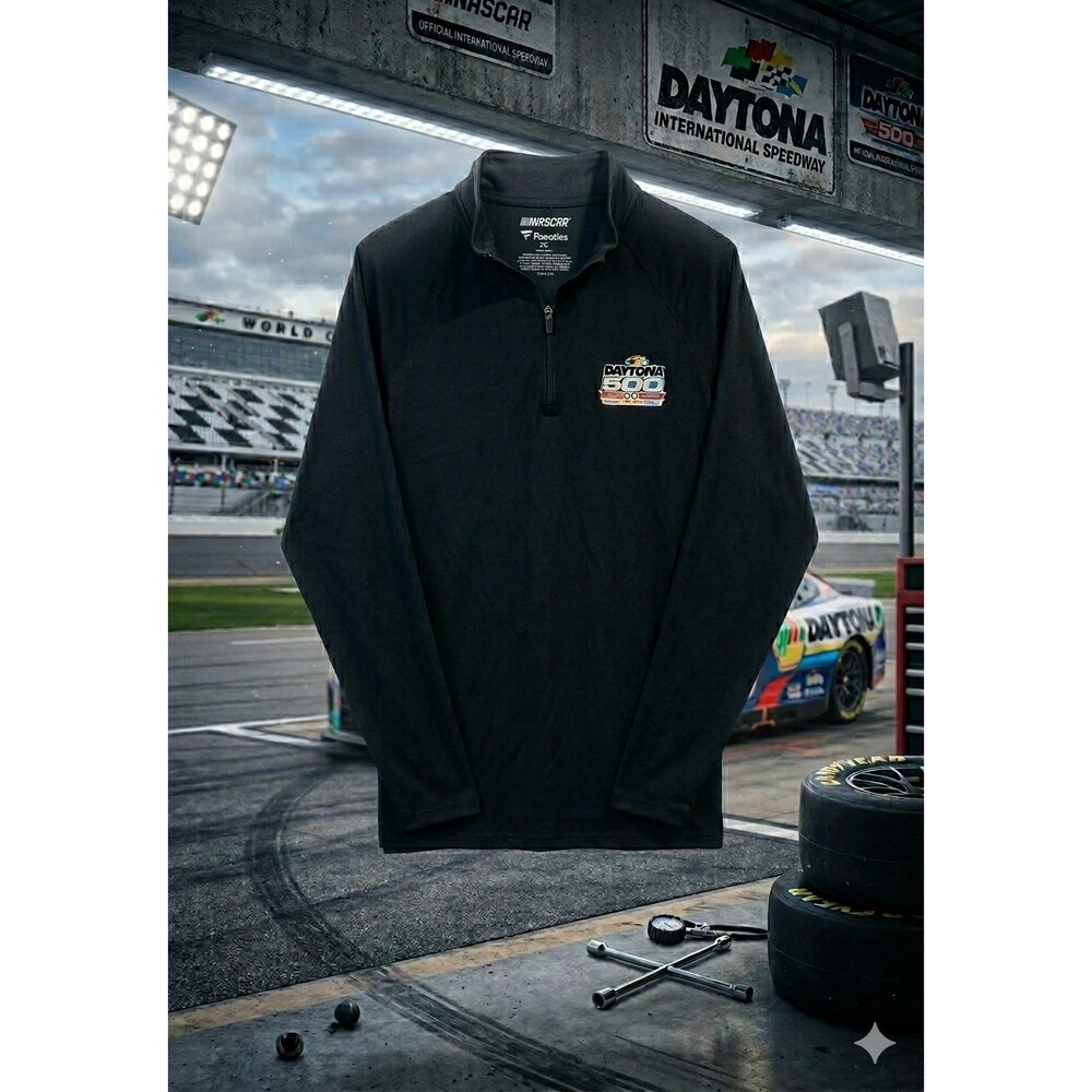 NASCAR Fanatics Men’s 2XL Quarter Zip Daytona 500 2018 60th Race Pullover Black